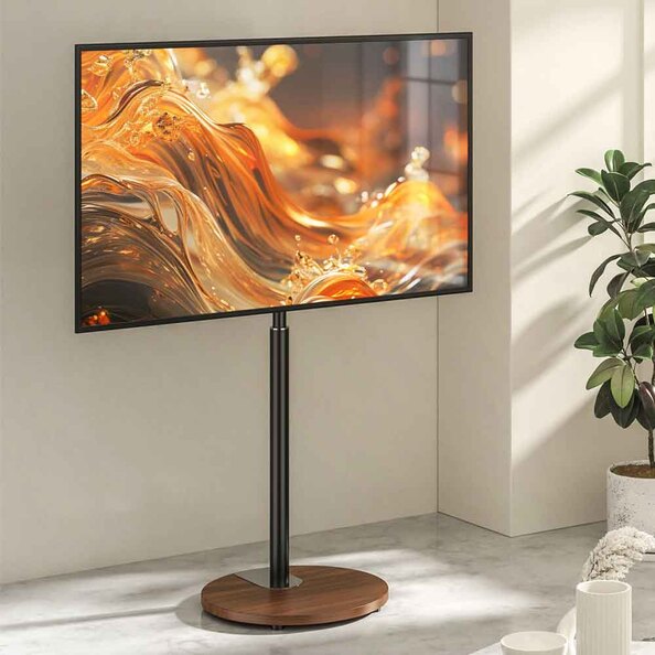 Felora Wooden Pedestal TV Stand in Black and Walnut