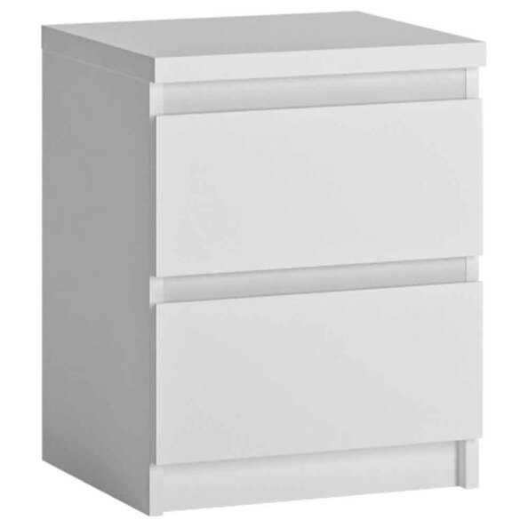 Felton Wooden Bedside Cabinet With 2 Drawers In Alpine White