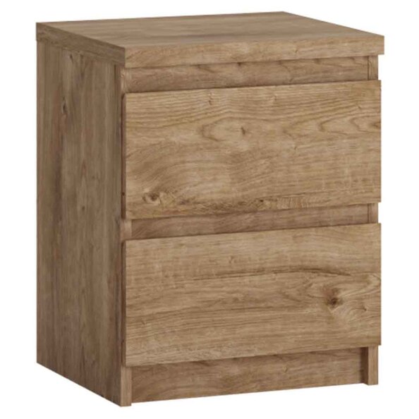 Felton Wooden Bedside Cabinet With 2 Drawers In Ribbeck Oak