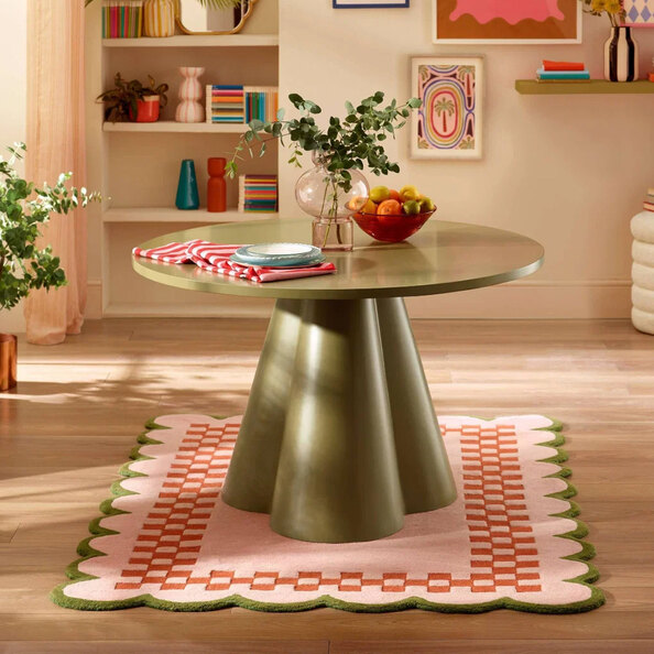 Fenlora Round Wooden Dining Table in Green