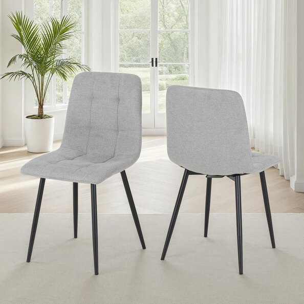 Fenvio Light Grey Fabric Dining Chairs with Metal Legs in Pair