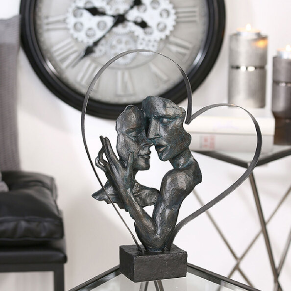 Fenvio Metal Heart Sculpture in Bronze and Antique