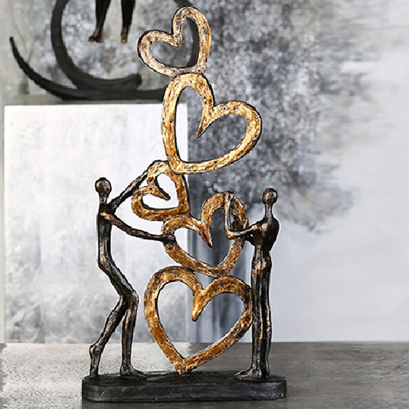 Fenvio Poly Heart Sculpture in Bronze and Gold