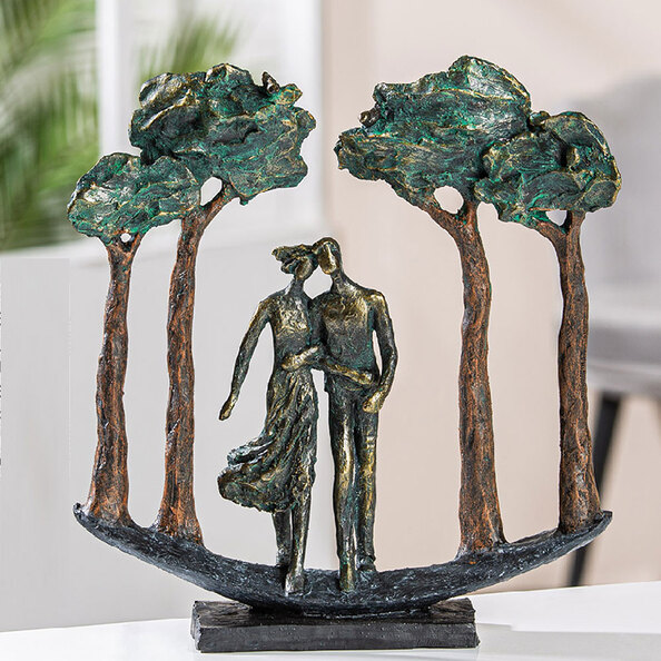 Fenvio Synthetic Resin Couple Under Tree Sculpture in Antique and Bronze
