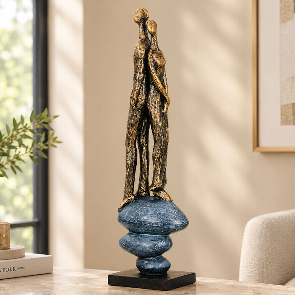 Fenvio Synthetic Resin Growing Together Sculpture in Bronze and Grey