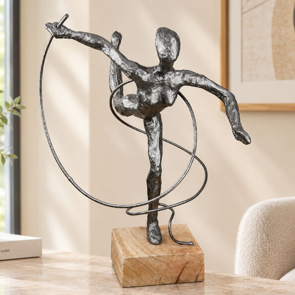 Fenvio Synthetic Resin Gymnast Sculpture in Anthracite