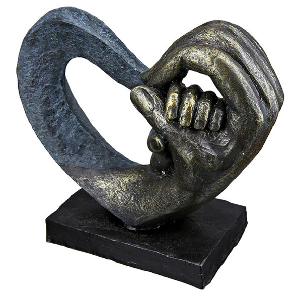 Fenvio Synthetic Resin Hands Of Love Sculpture in Bronze and Grey