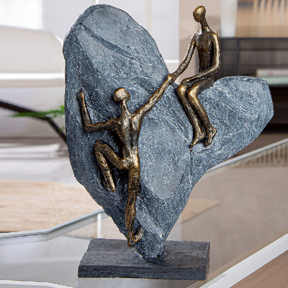 Fenvio Synthetic Resin Heart Of Stone Sculpture in Bronze and Grey