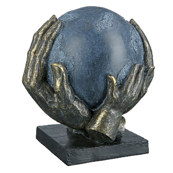 Fenvio Synthetic Resin Save The World Sculpture in Grey and Antique
