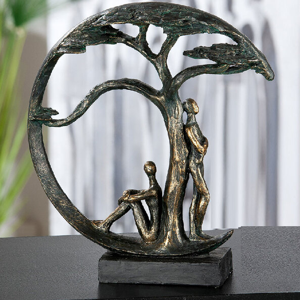 Fenvio Synthetic Resin Seating Under Tree Shadow Sculpture in Antique and Bronze