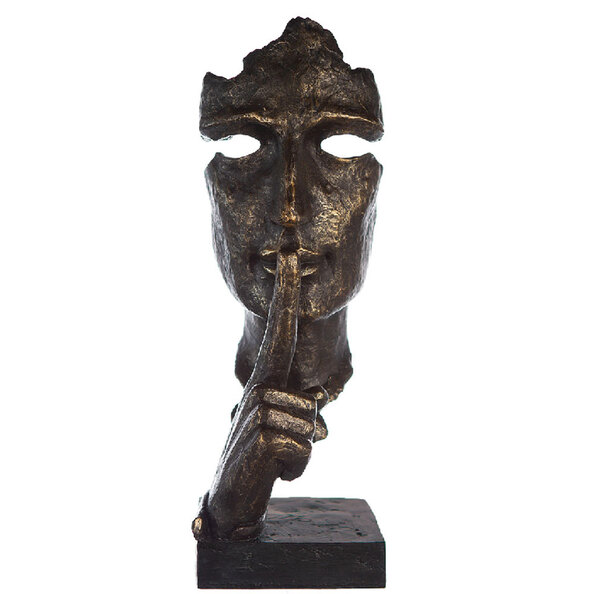 Fenvio Synthetic Resin Silence Face Sculpture in Antique and Bronze