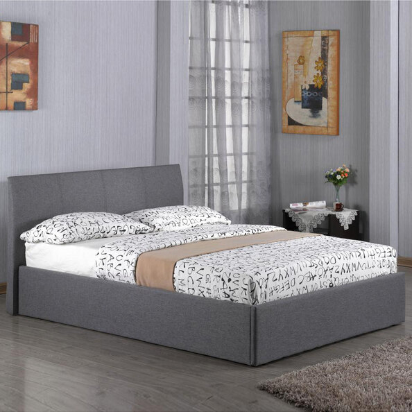 Feray Fabric Ottoman Storage Single Bed In Grey