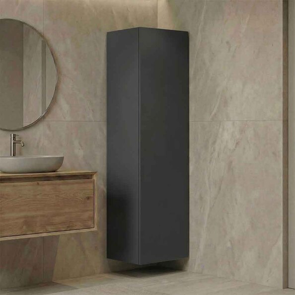 Ferla Tall Wooden Bathroom Storage Cabinet in Matte Anthracite