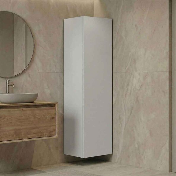 Ferla Tall Wooden Bathroom Storage Cabinet in Matte Cashmere