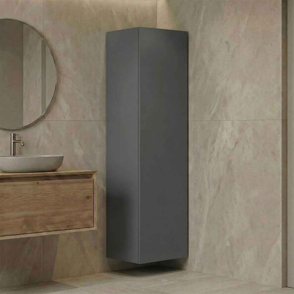 Ferla Tall Wooden Bathroom Storage Cabinet in Matte Grey