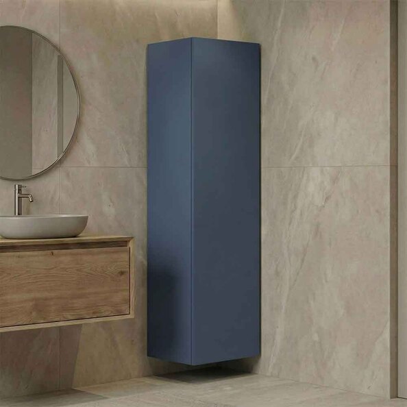 Ferla Tall Wooden Bathroom Storage Cabinet in Petrol Blue