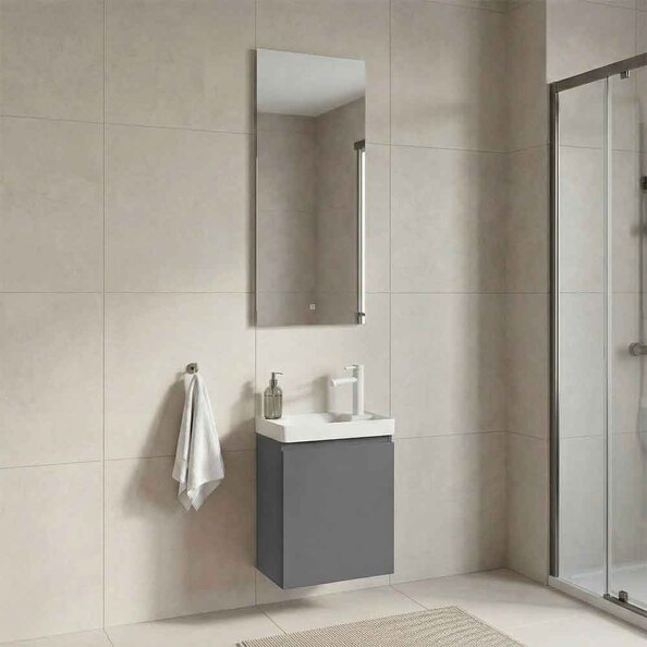 Ferla Wooden Bathroom Furniture Set with 1 Door in Matte Grey