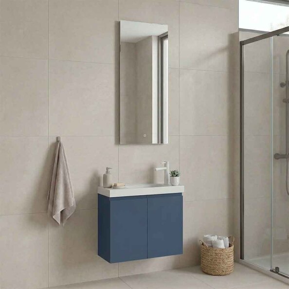Ferla Wooden Bathroom Furniture Set with 2 Doors in Matte Blue