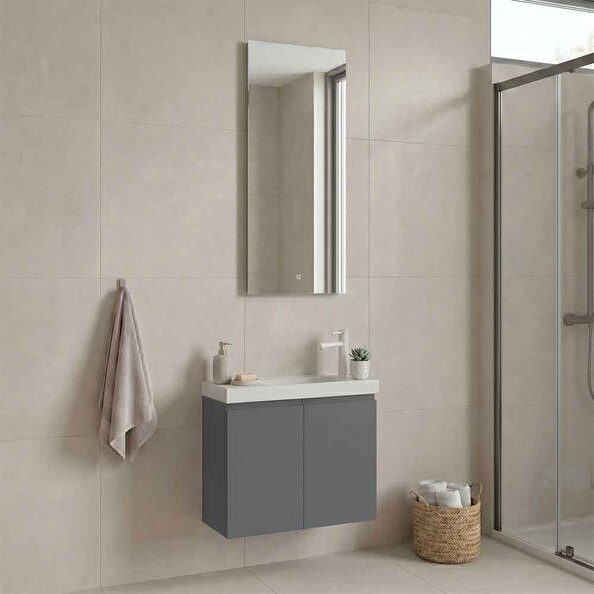 Ferla Wooden Bathroom Furniture Set with 2 Doors in Matte Grey