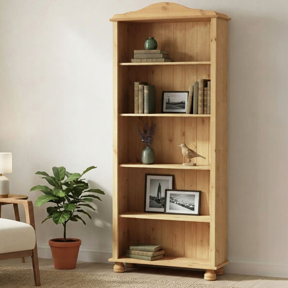 Ferlune Wooden Bookcase with 4 Shelves in Natural