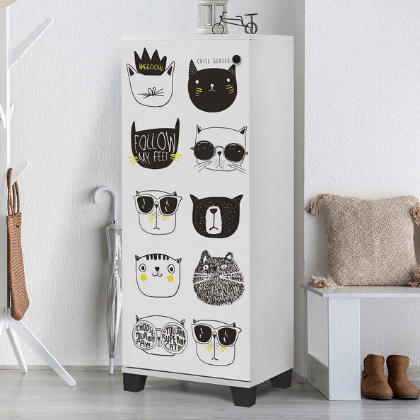 Filinta Wooden Kids Shoe Cabinet in White and Black