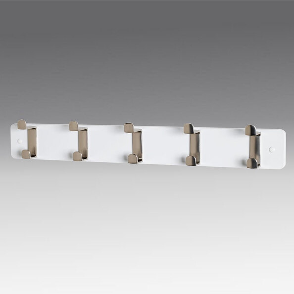 Fillmore Metal Wall Hung Coat Rack With 5 Hook In White