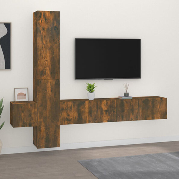 Firuz Wooden Living Room Furniture Set In Smoked Oak