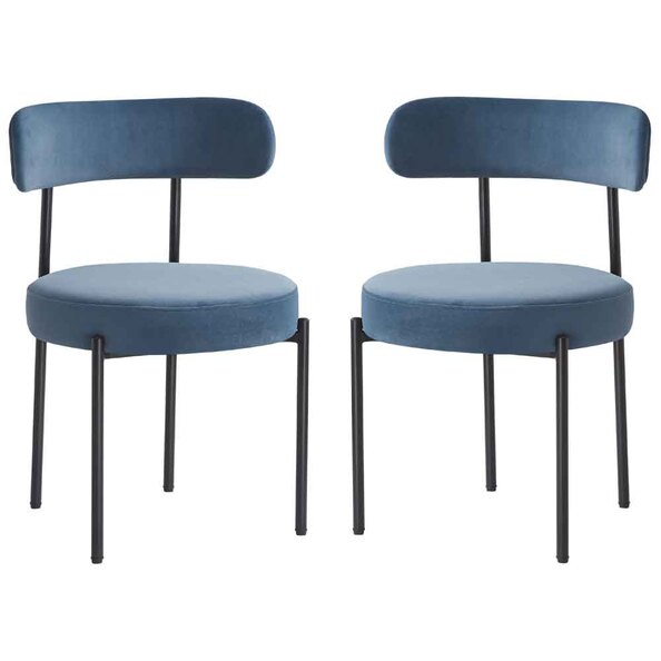 Fishers Fabric Dining Chair In Pair - Blue