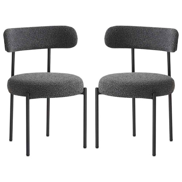 Fishers Fabric Dining Chair In Pair - Charcoal
