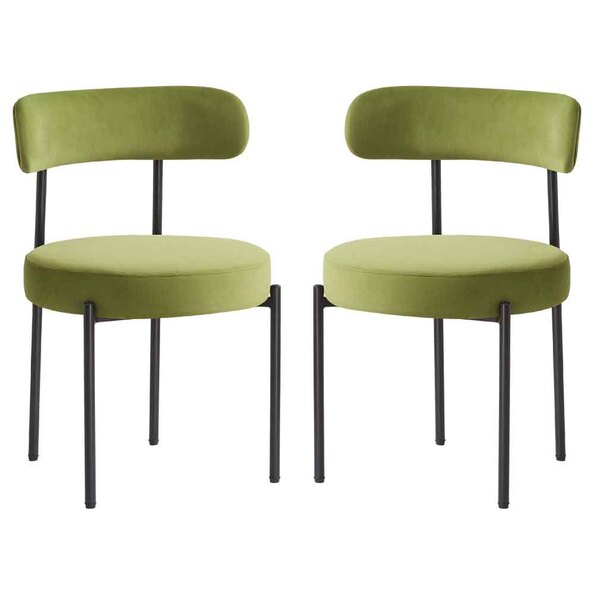 Fishers Valvet Dining Chair In Pair - Olive