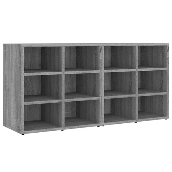 Fleta Shoe Storage Bench With 12 Shelves In Grey Sonoma Oak