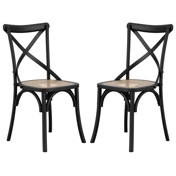 Flint Black Wooden Dining Chairs In Pair