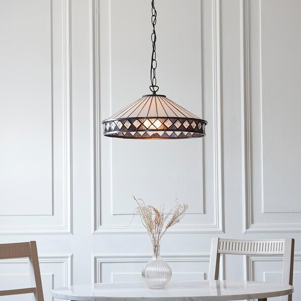 Flint Small Tiffany Glass Pendant Light in Multicolour