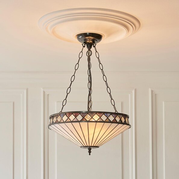Flint Small Tiffany Glass Inverted Pendant Light In Multicolour