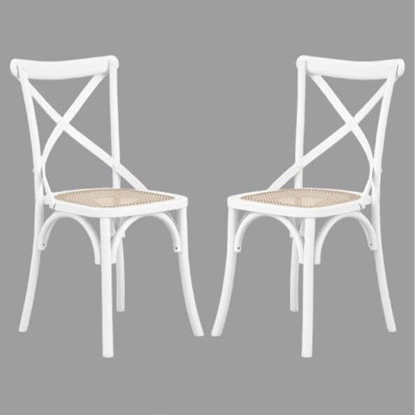 Flint White Wooden Dining Chairs In Pair