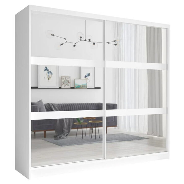 Flora Mirrored Wardrobe With 2 Sliding Doors In White