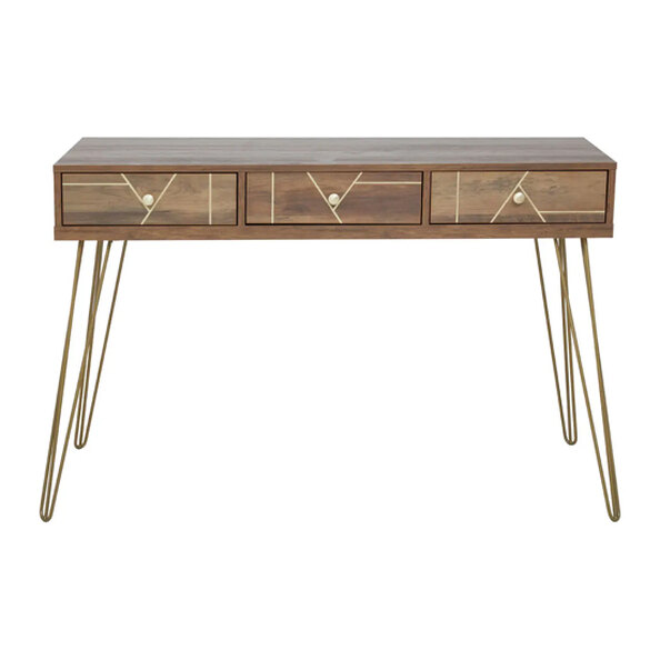 Flora Wooden Laptop Desk With 3 Drawers In Veneering Effect