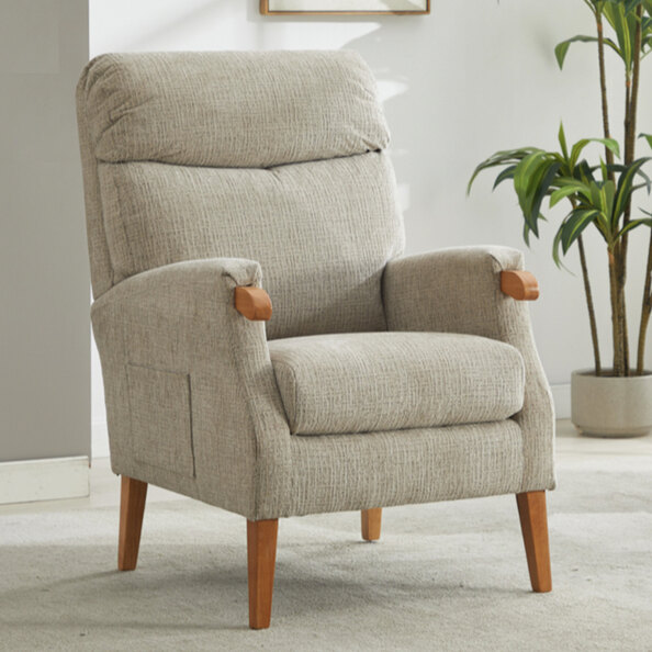Folsom Fabric Bedroom Chair With Wooden Legs - Rabbit