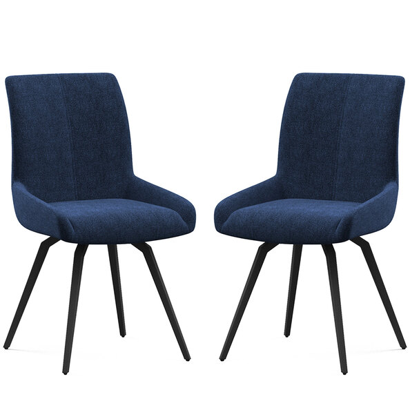 Fomix Blue Fabric Dining Chair with Black Legs in Pair