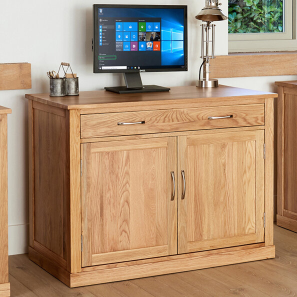 Fornatic Wooden Computer Desk With With 3 Doors In Mobel Oak