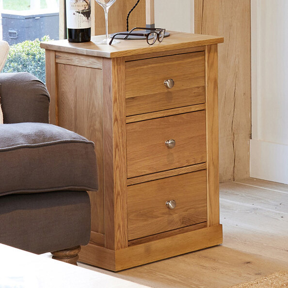 Fornatic Wooden Lamp Table In Mobel Oak With 3 Drawers
