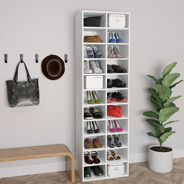 Fraley Wooden Shoe Storage Cabinet With 22 Shelves In White