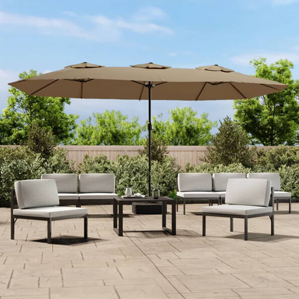 Fremont Double-Head Fabric Parasol In Taupe