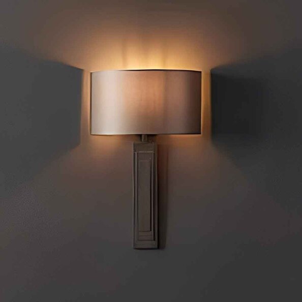 Fresno Fabric Wall Light In Brushed Bronze