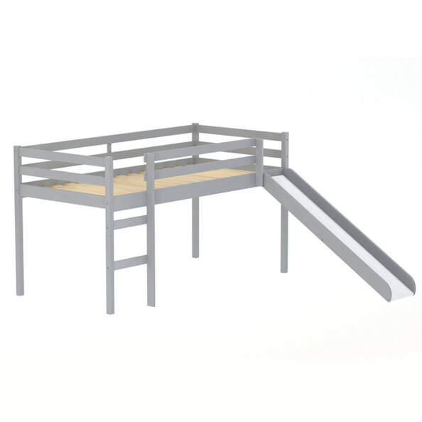 Frisco Wooden Mid Sleeper Bunk Bed With Slide In Grey