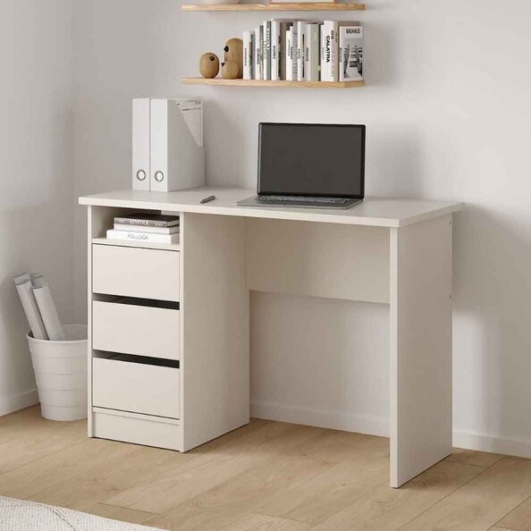Frosk Wooden Laptop Desk with 3 Drawers in Cashmere