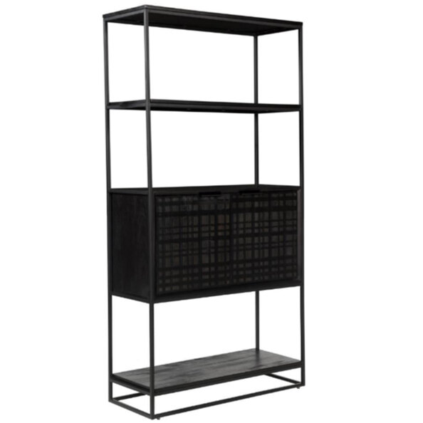 Fusion Wooden Bookcase With 2 Doors In Black