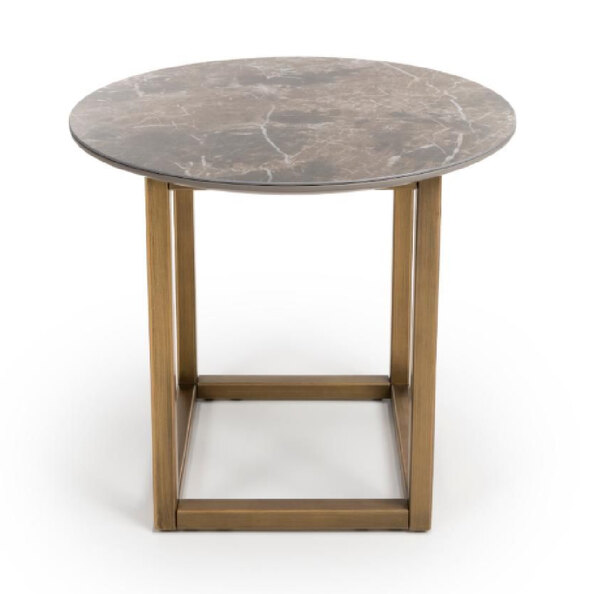 Gabri Sintered Stone Round End Table In Grey