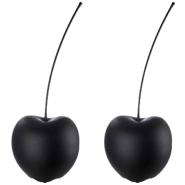 Gaily Large Ceramic Set Of 2 Cherry Sculpture - Matt Black