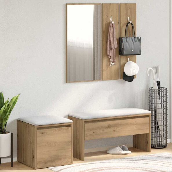 Gaius Wooden Hallway Furniture Set In Artisan Oak